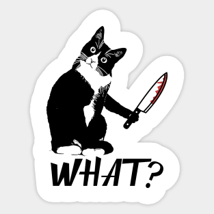 Cat What? Murderous Black Cat With Knife Sticker